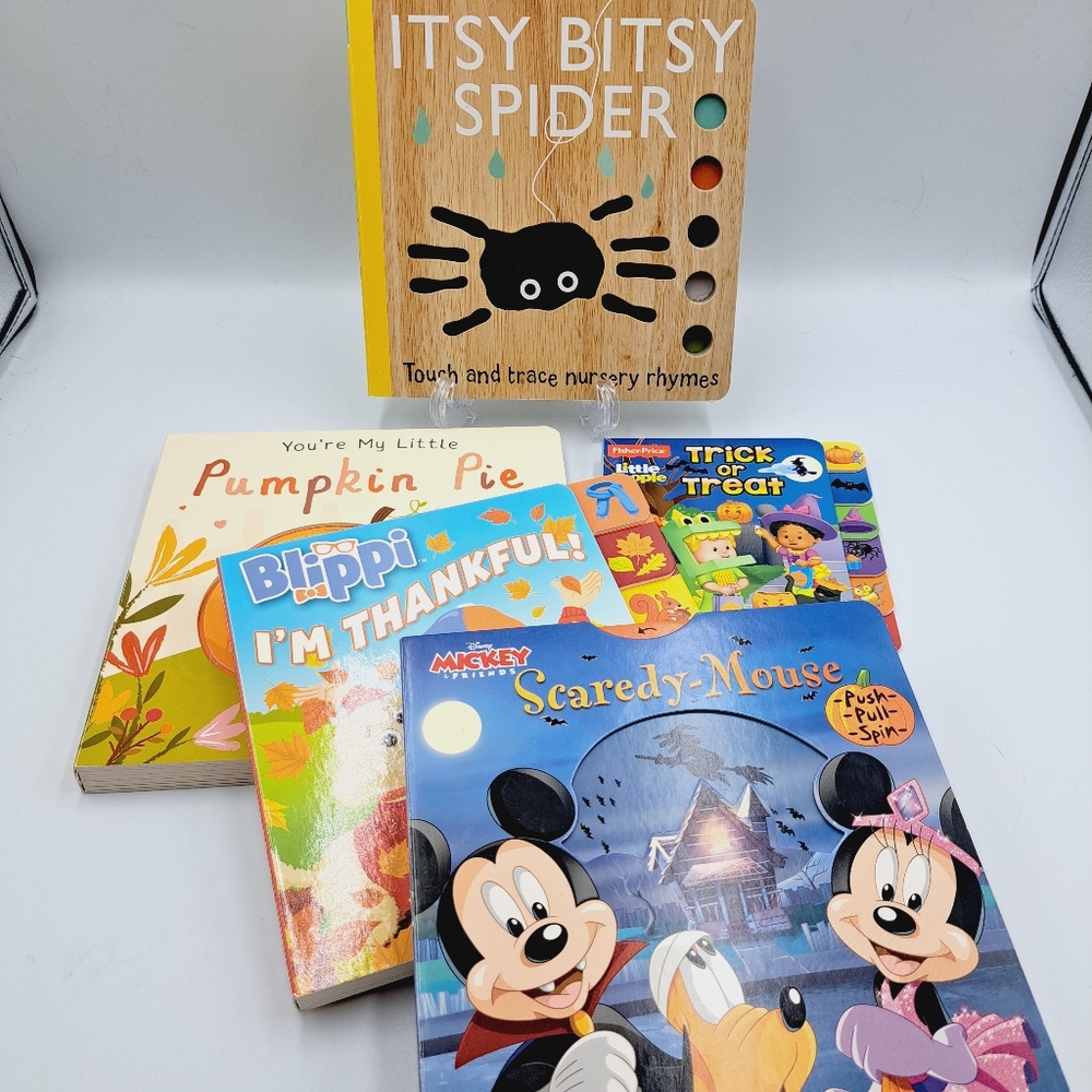 Bundle of 5 Fall and Halloween Books Includes-Little People, Disney and Blippi